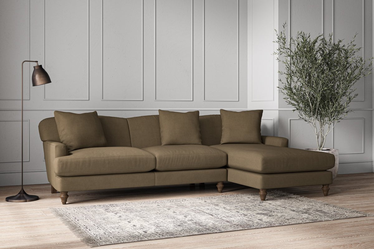 Deni Large Right Hand Chaise Sofa - Brera Linen Chestnut