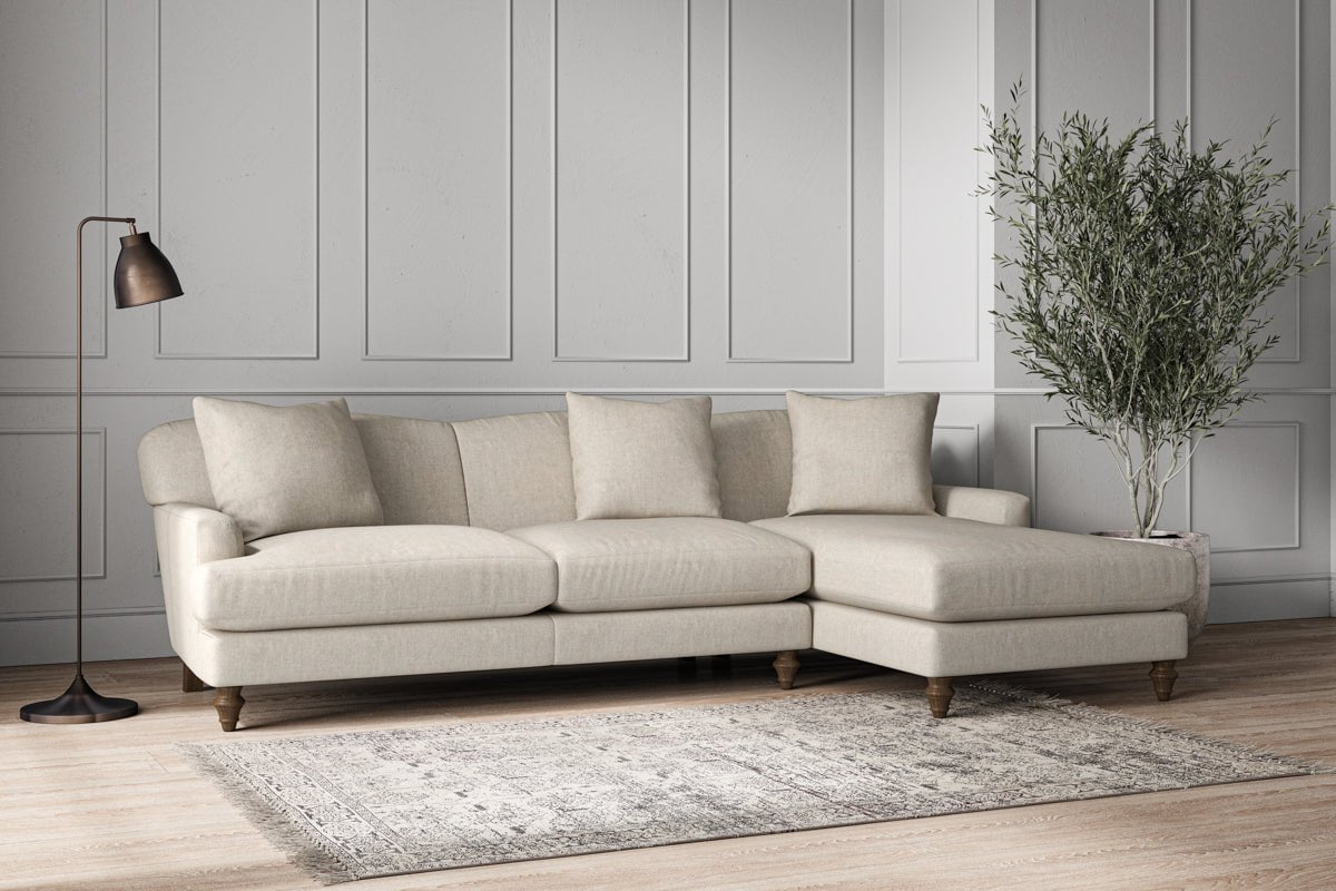 Deni Large Right Hand Chaise Sofa - Brera Linen Natural