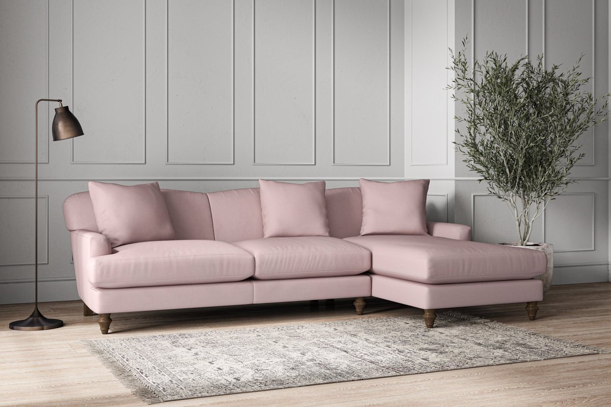 Deni Large Right Hand Chaise Sofa - Recycled Cotton Lavender