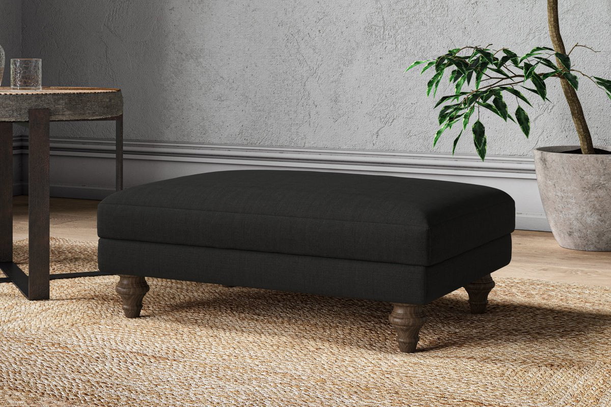 Marri Medium Footstool - Brera Linen Charcoal