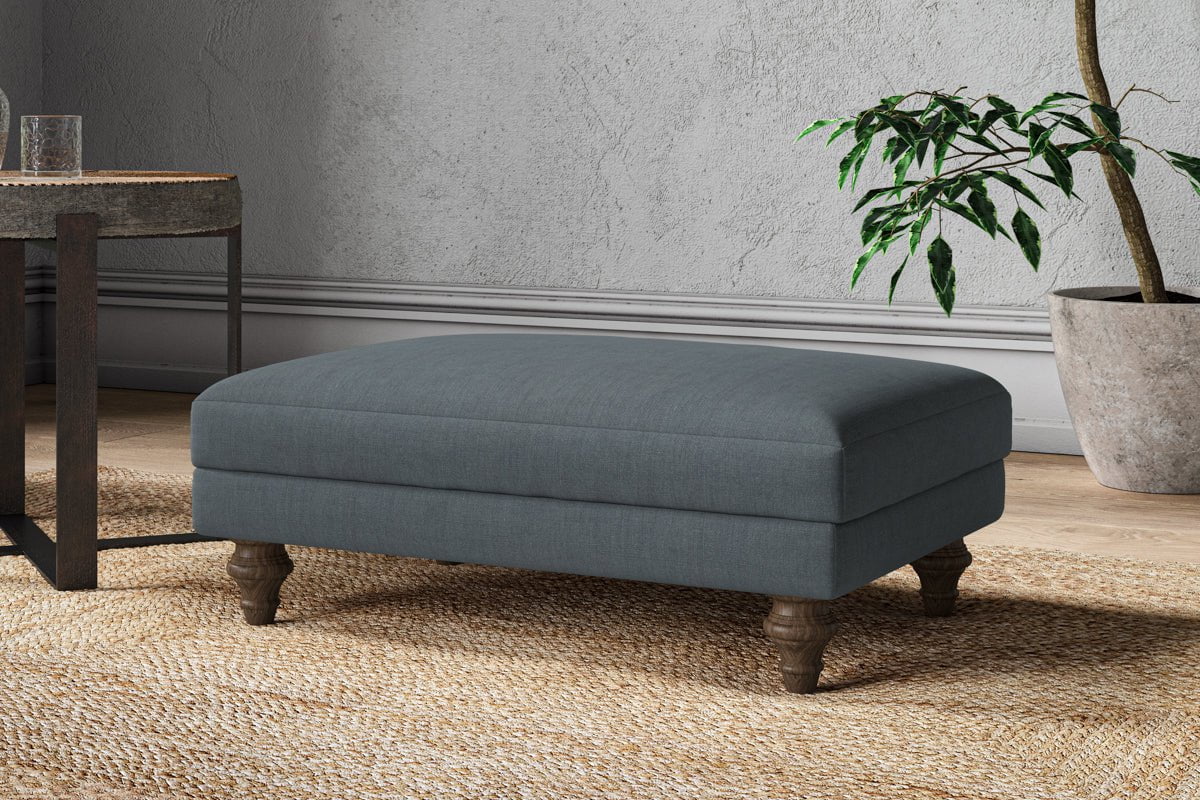 Marri Medium Footstool - Brera Linen Dusk