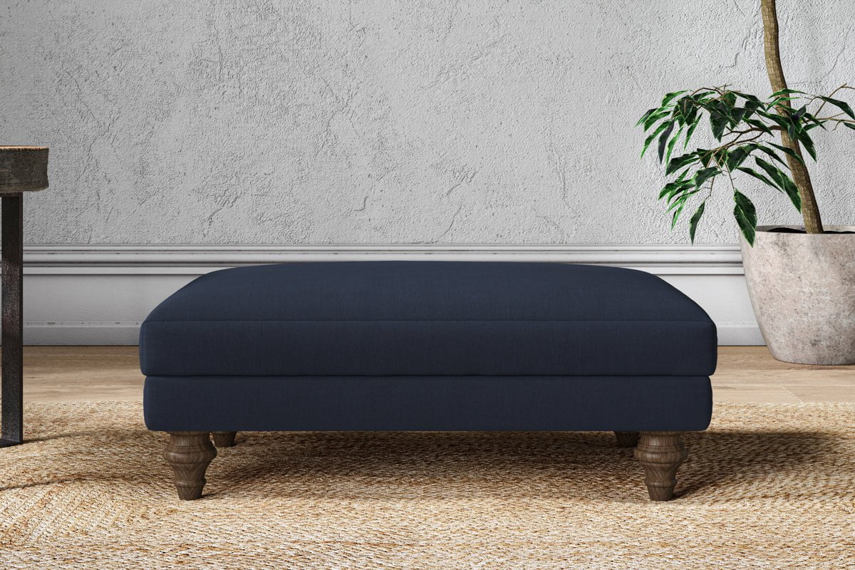 Marri Medium Footstool - Brera Linen Indigo