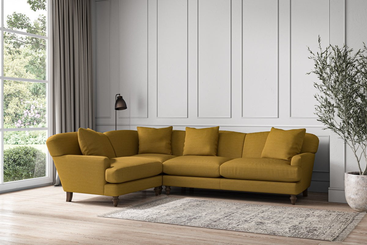 Deni Large Left Hand Corner Sofa - Recycled Cotton Ochre