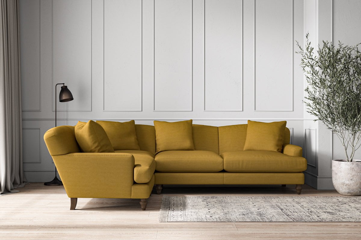 Deni Large Left Hand Corner Sofa - Recycled Cotton Ochre