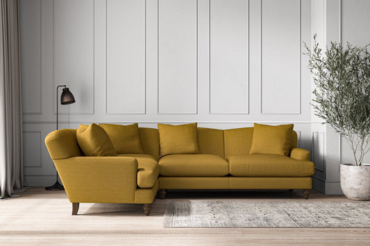 Deni Large Left Hand Corner Sofa - Recycled Cotton Ochre