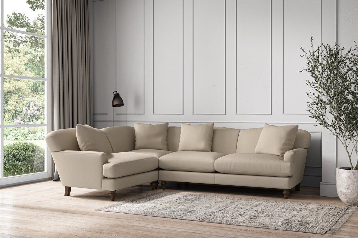 Deni Large Left Hand Corner Sofa - Recycled Cotton Stone