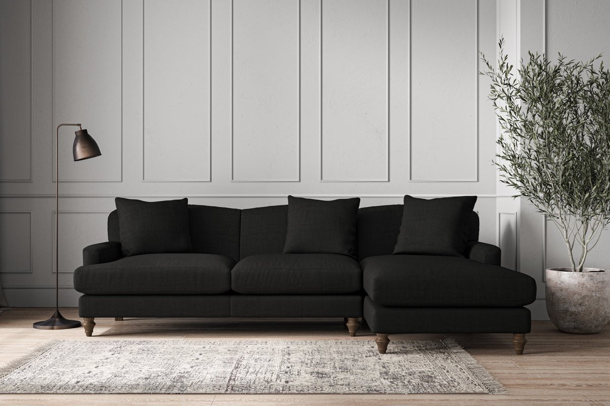 Deni Large Right Hand Chaise Sofa - Brera Linen Charcoal