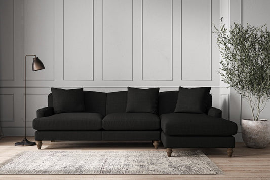 Deni Large Right Hand Chaise Sofa - Brera Linen Charcoal