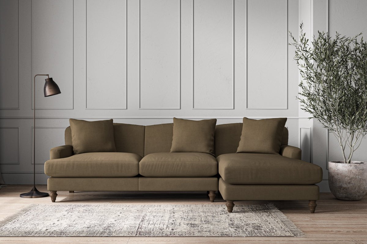 Deni Large Right Hand Chaise Sofa - Brera Linen Chestnut
