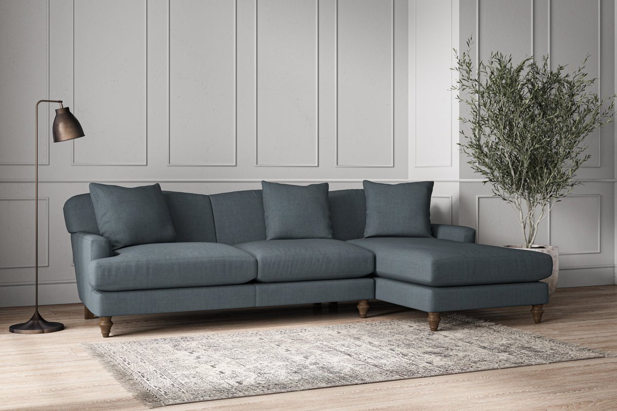 Deni Large Right Hand Chaise Sofa - Brera Linen Dusk