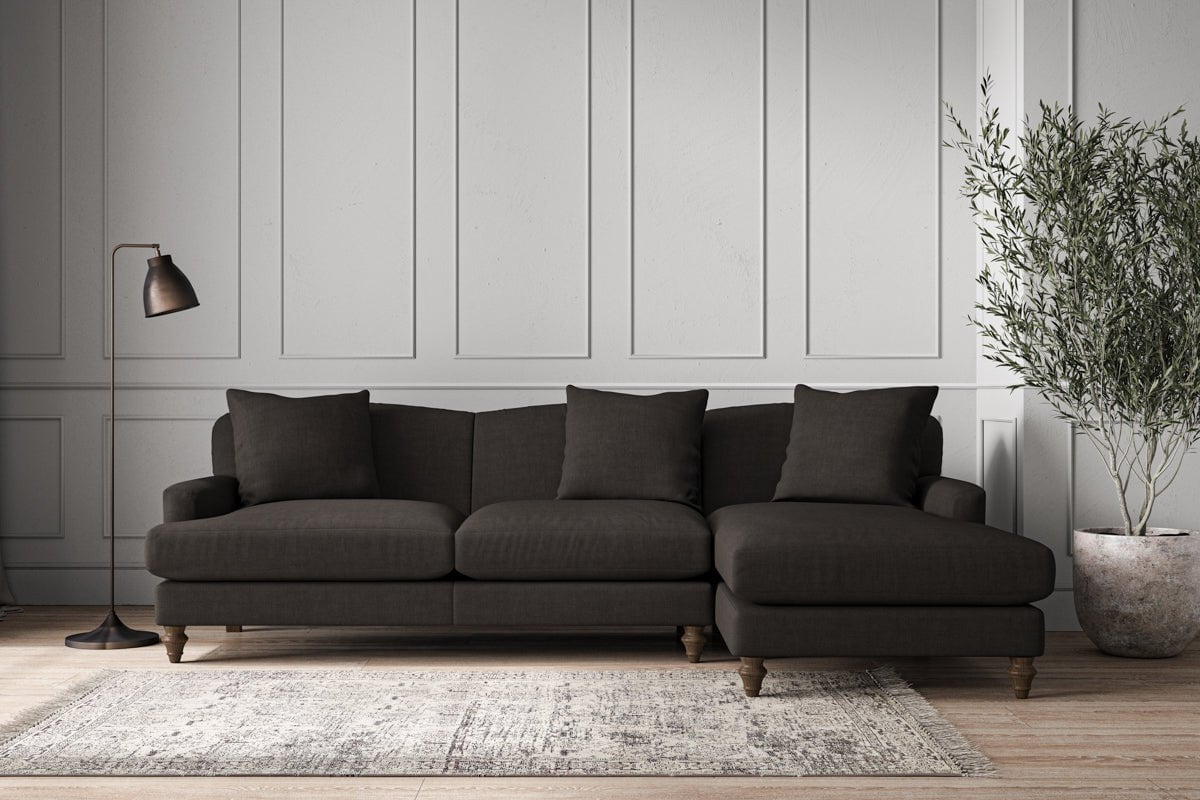 Deni Large Right Hand Chaise Sofa - Brera Linen Espresso