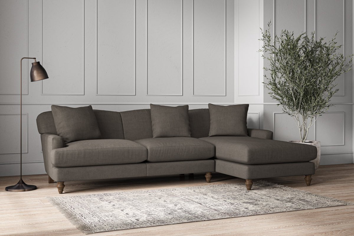 Deni Large Right Hand Chaise Sofa - Brera Linen Granite