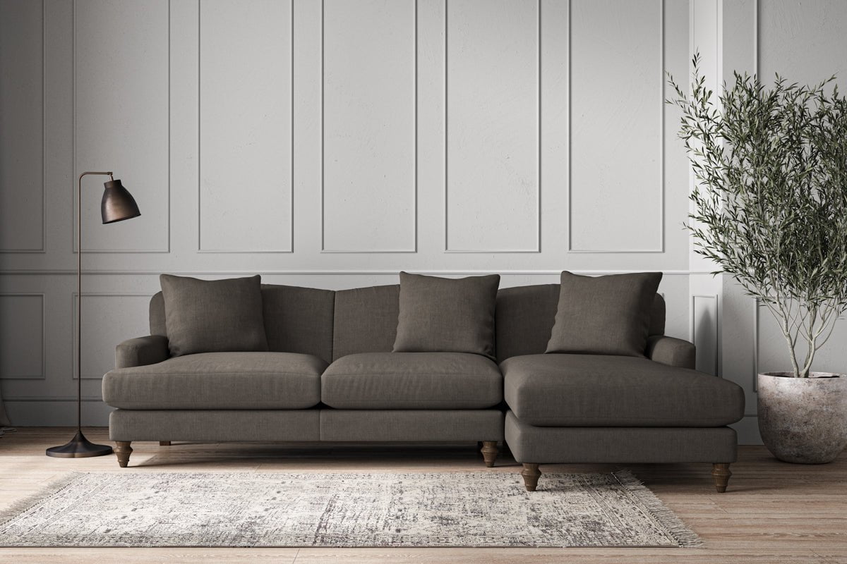 Deni Large Right Hand Chaise Sofa - Brera Linen Granite