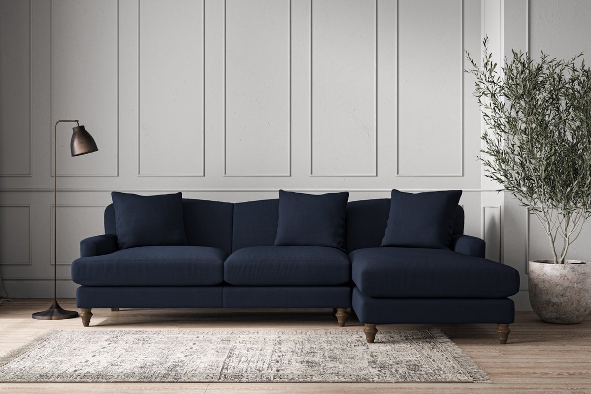 Deni Large Right Hand Chaise Sofa - Brera Linen Indigo