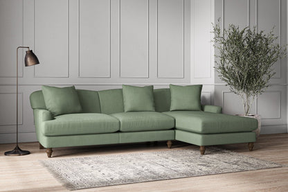 Deni Large Right Hand Chaise Sofa - Brera Linen Jade