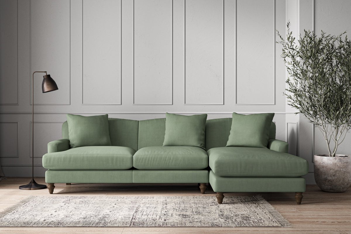 Deni Large Right Hand Chaise Sofa - Brera Linen Jade