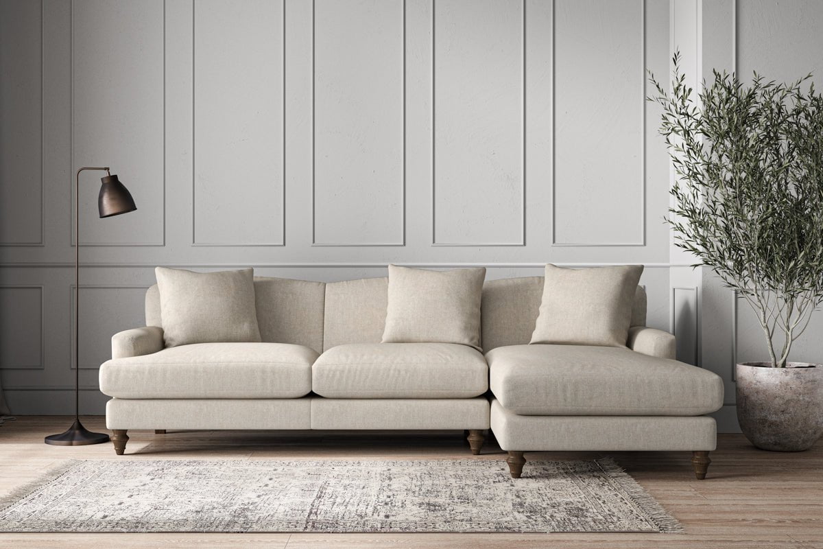 Deni Large Right Hand Chaise Sofa - Brera Linen Natural