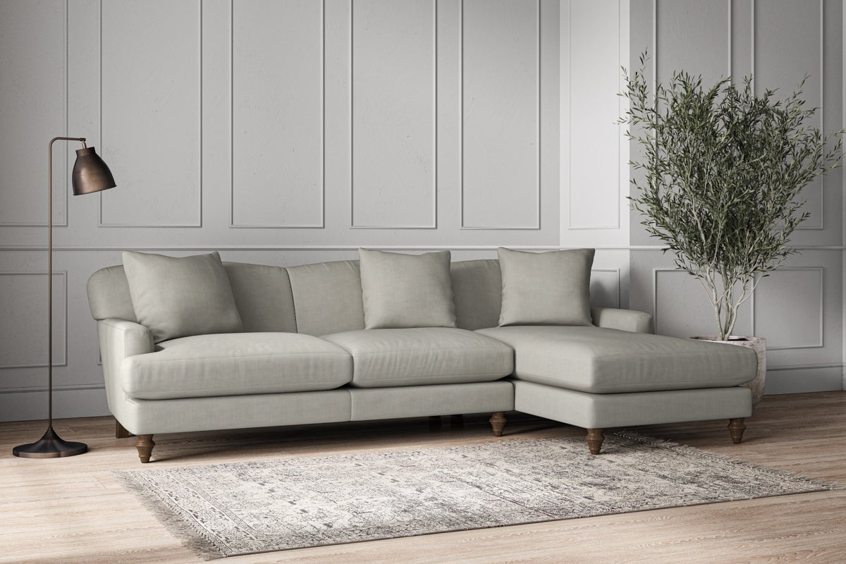 Deni Large Right Hand Chaise Sofa - Brera Linen Smoke