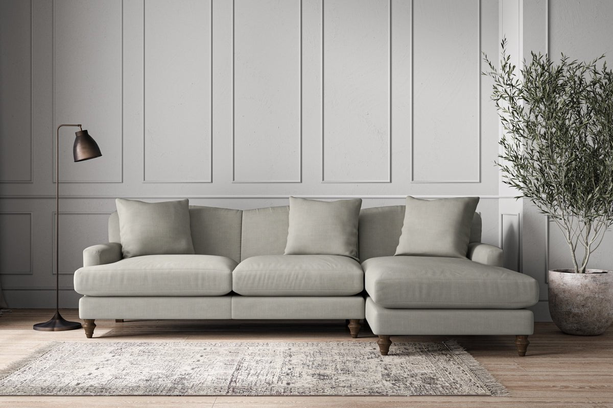 Deni Large Right Hand Chaise Sofa - Brera Linen Smoke