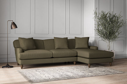 Deni Large Right Hand Chaise Sofa - Recycled Cotton Fatigue