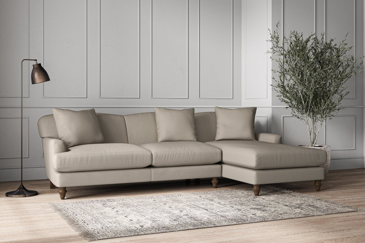 Deni Large Right Hand Chaise Sofa - Recycled Cotton Flax
