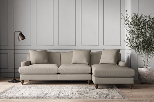 Deni Large Right Hand Chaise Sofa - Recycled Cotton Flax