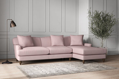 Deni Large Right Hand Chaise Sofa - Recycled Cotton Lavender