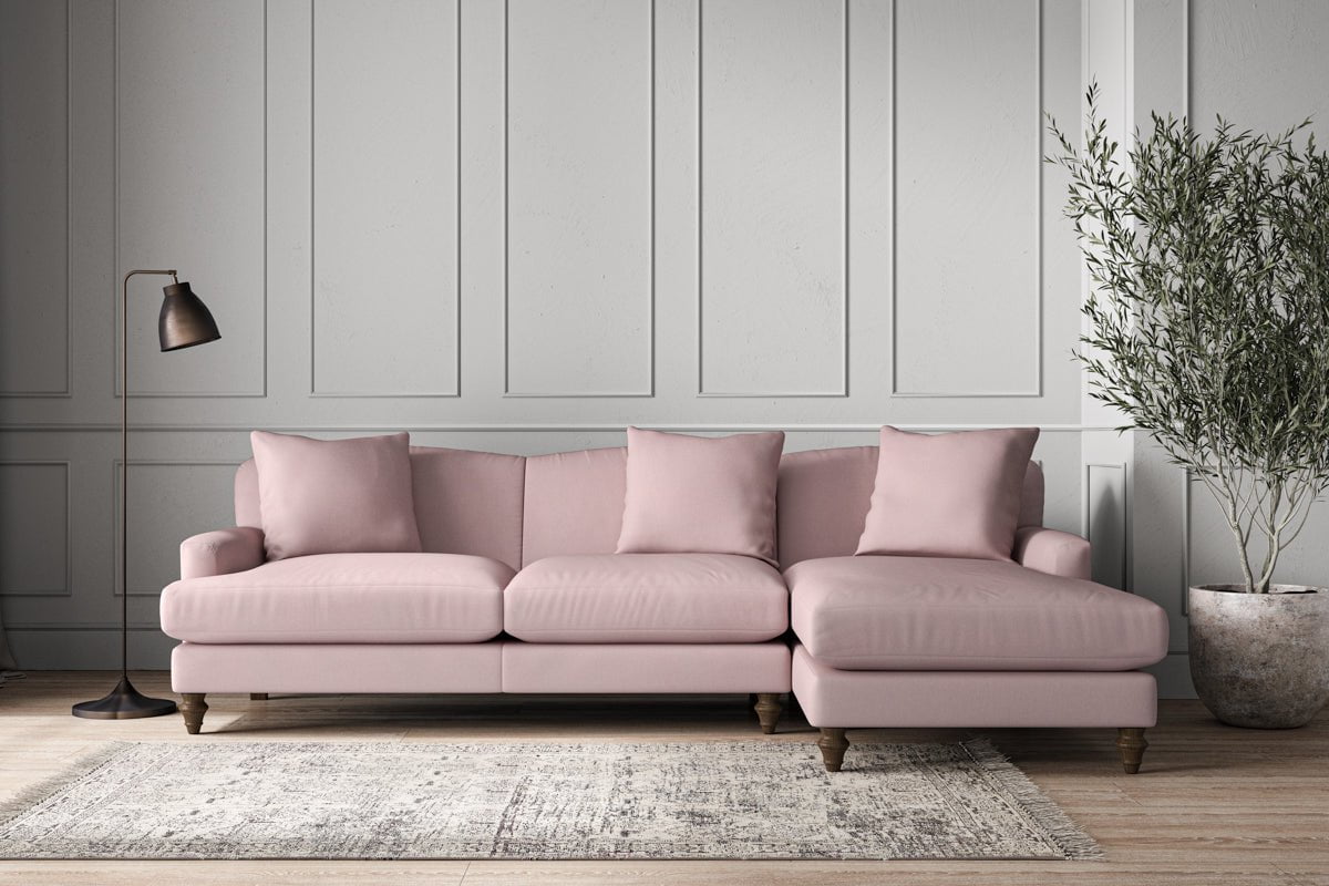 Deni Large Right Hand Chaise Sofa - Recycled Cotton Lavender