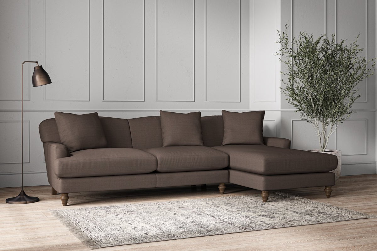 Deni Large Right Hand Chaise Sofa - Recycled Cotton Mocha