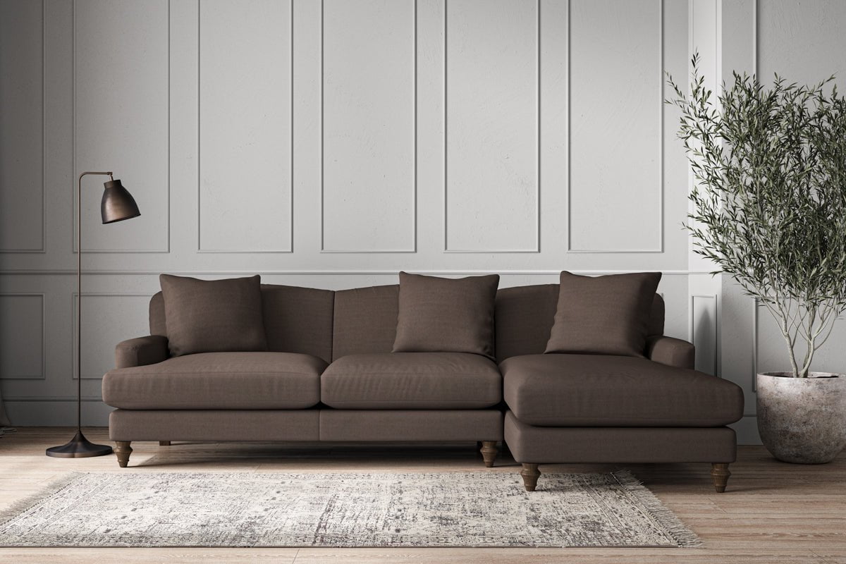 Deni Large Right Hand Chaise Sofa - Recycled Cotton Mocha
