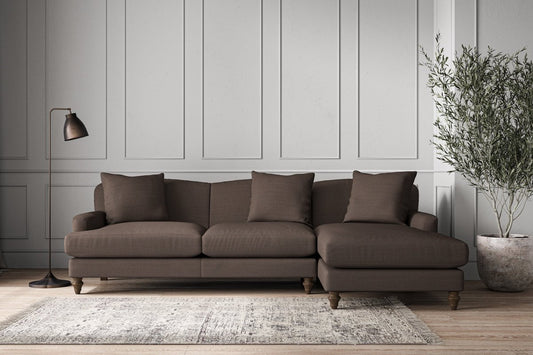 Deni Large Right Hand Chaise Sofa - Recycled Cotton Mocha