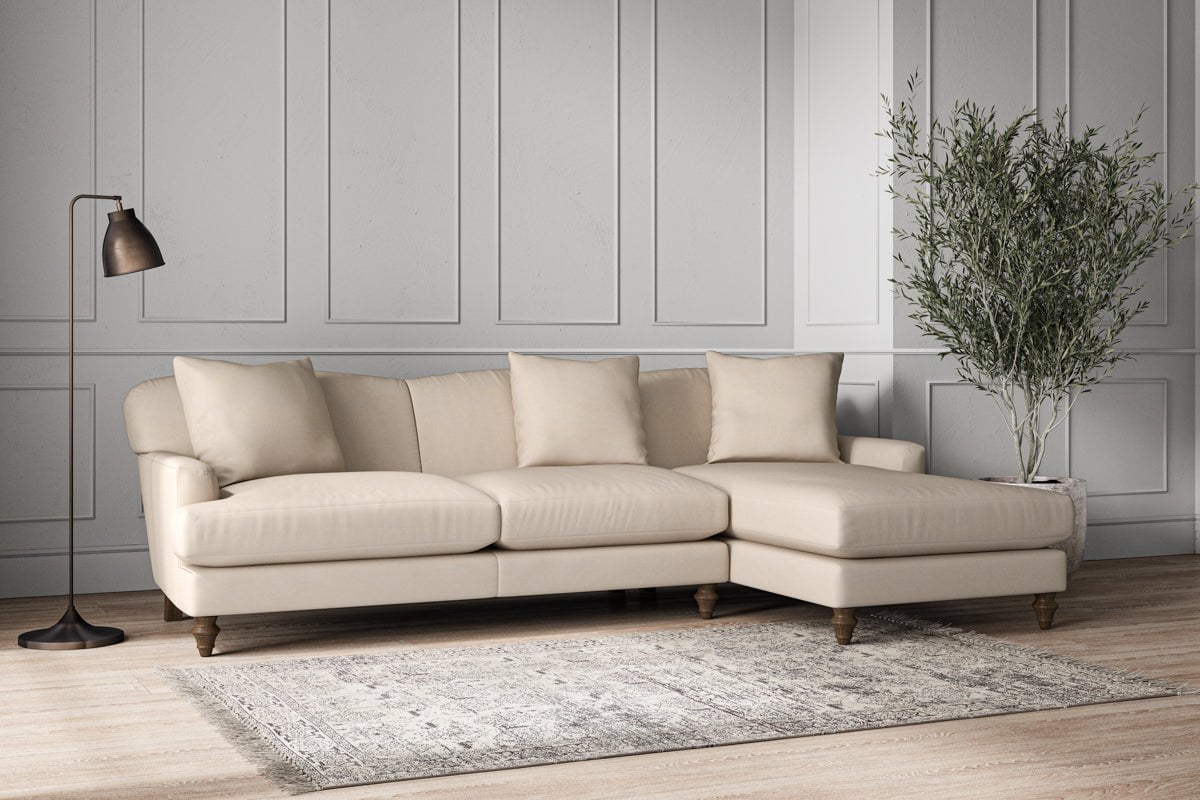 Deni Large Right Hand Chaise Sofa - Recycled Cotton Natural
