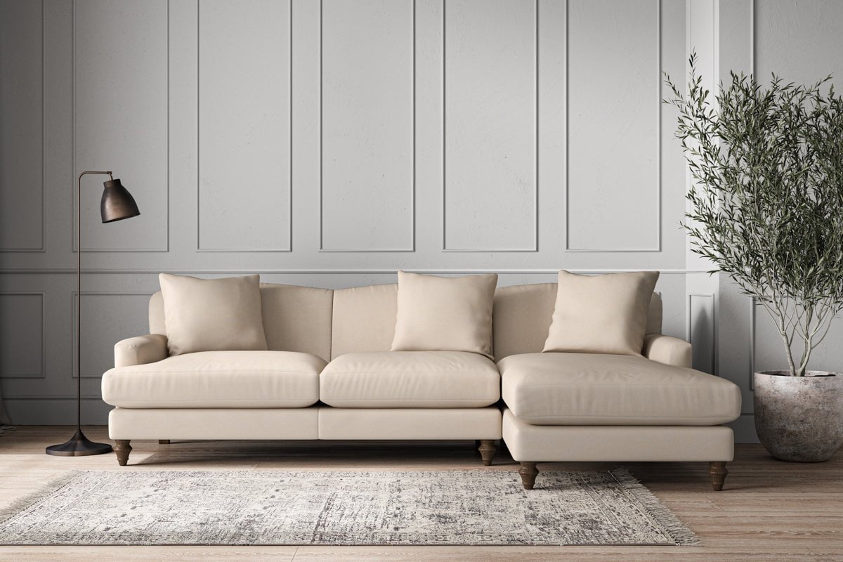 Deni Large Right Hand Chaise Sofa - Recycled Cotton Natural
