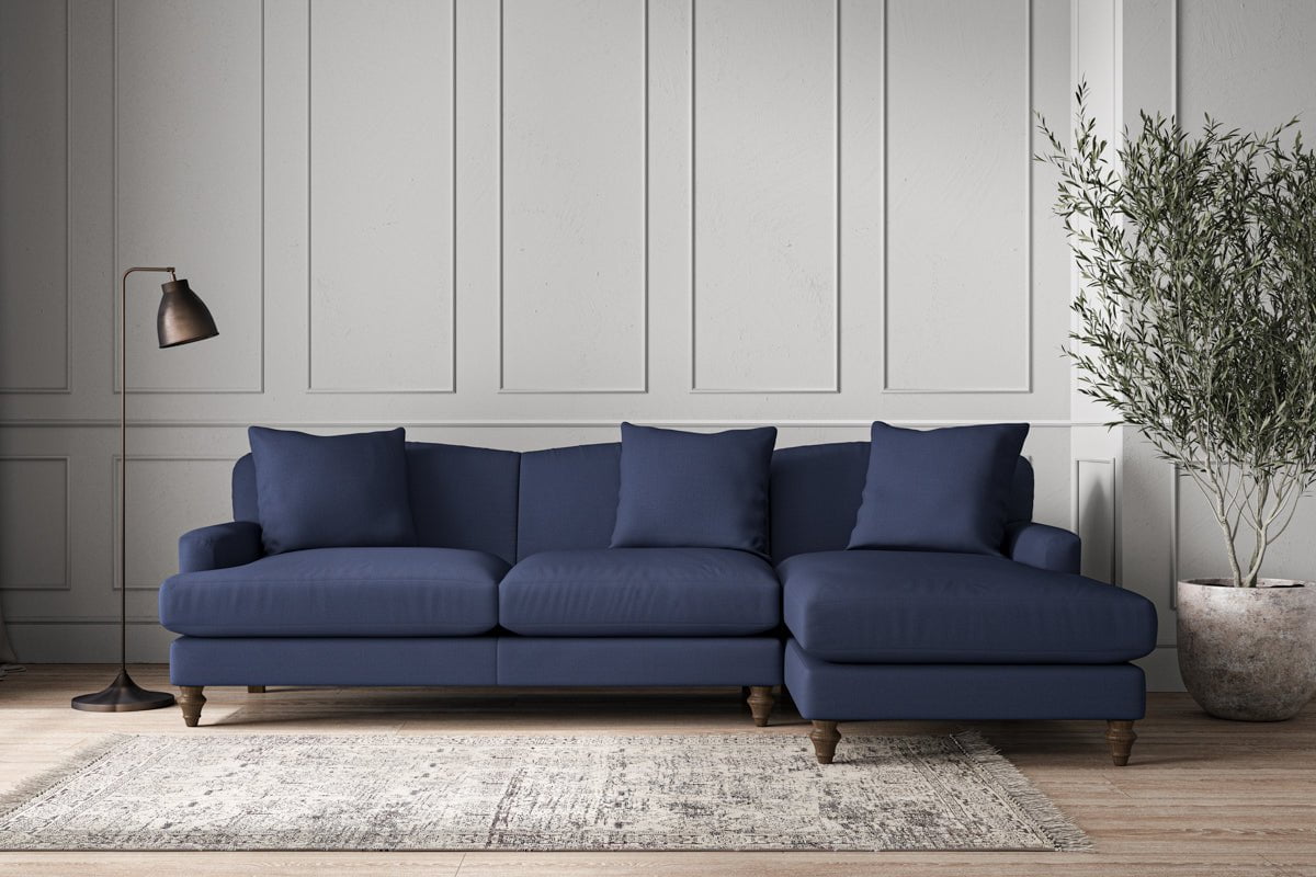 Deni Large Right Hand Chaise Sofa - Recycled Cotton Navy