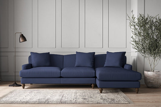 Deni Large Right Hand Chaise Sofa - Recycled Cotton Navy