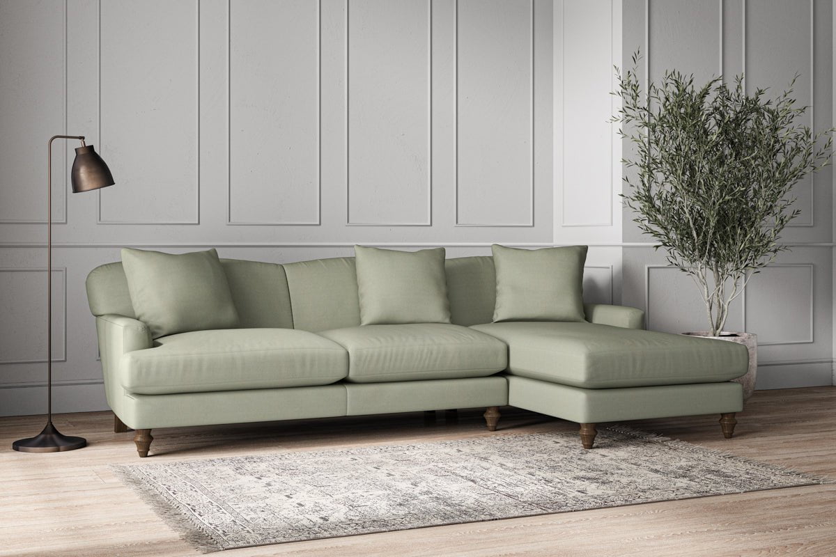 Deni Large Right Hand Chaise Sofa - Recycled Cotton Seaspray