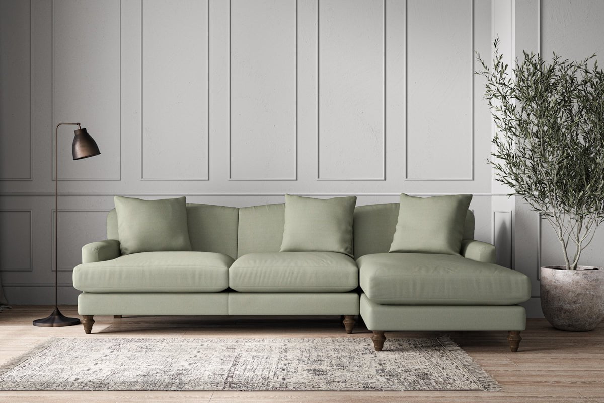 Deni Large Right Hand Chaise Sofa - Recycled Cotton Seaspray