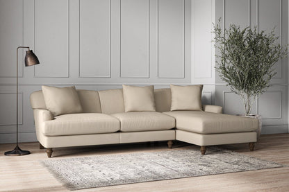 Deni Large Right Hand Chaise Sofa - Recycled Cotton Stone
