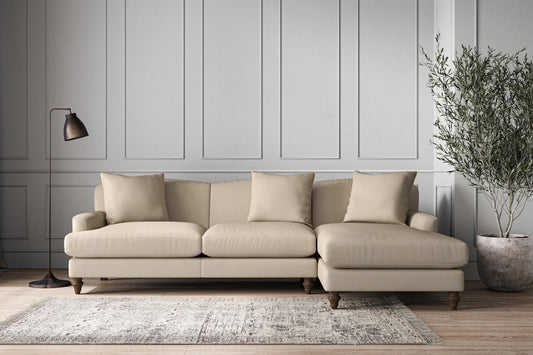 Deni Large Right Hand Chaise Sofa - Recycled Cotton Stone