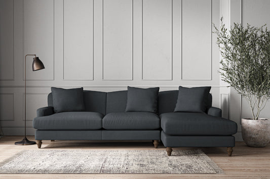 Deni Large Right Hand Chaise Sofa - Recycled Cotton Thunder
