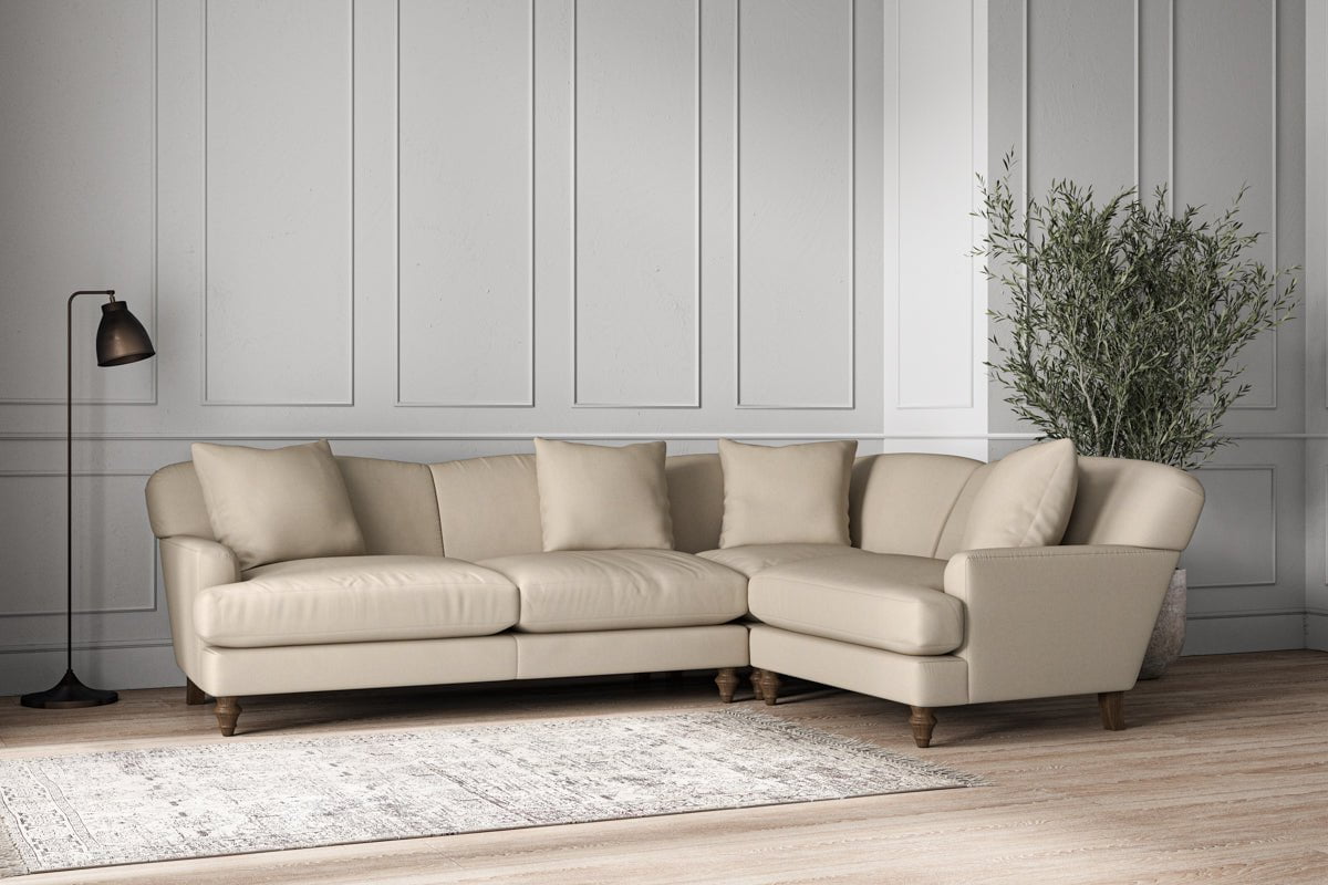 Deni Large Right Hand Corner Sofa - Recycled Cotton Stone