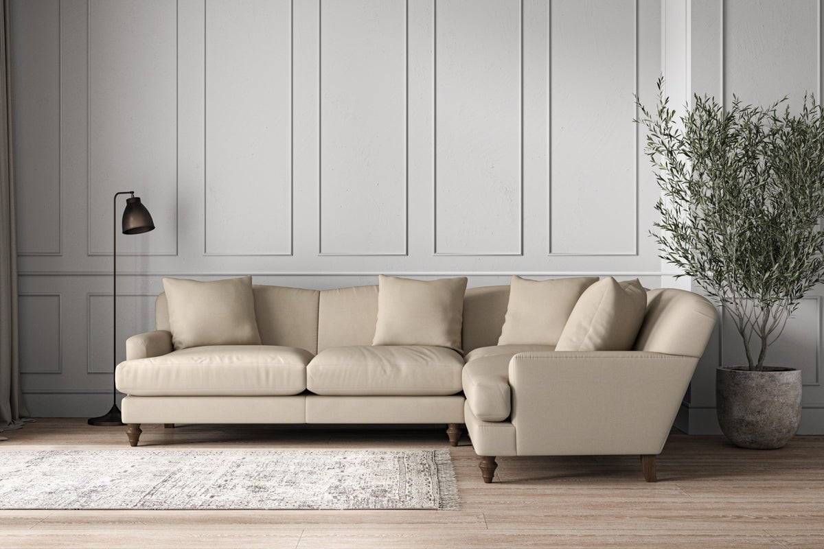 Deni Large Right Hand Corner Sofa - Recycled Cotton Stone