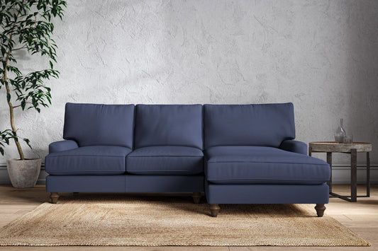 Marri Large Right Hand Chaise Sofa - Recycled Cotton Navy