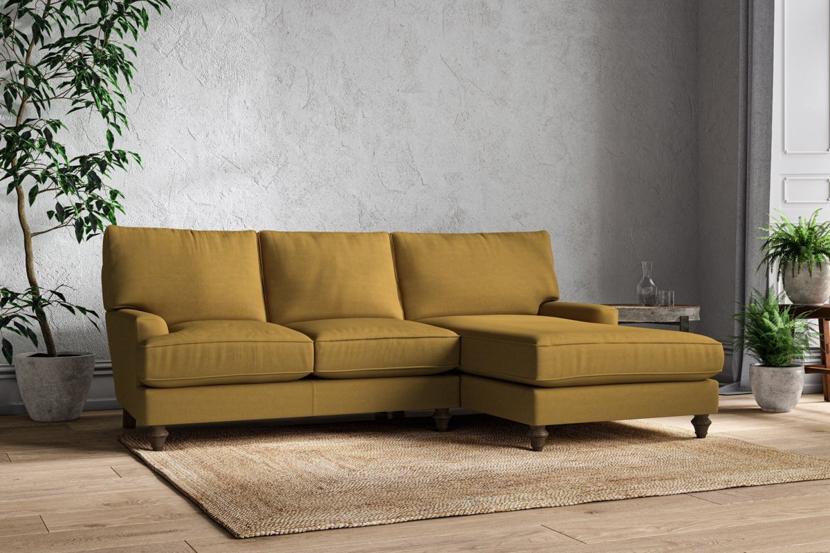 Marri Large Right Hand Chaise Sofa - Recycled Cotton Ochre
