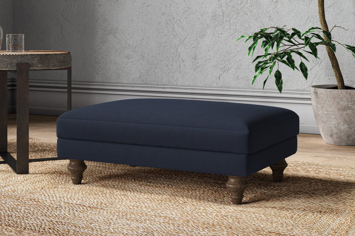 Marri Medium Footstool - Brera Linen Indigo